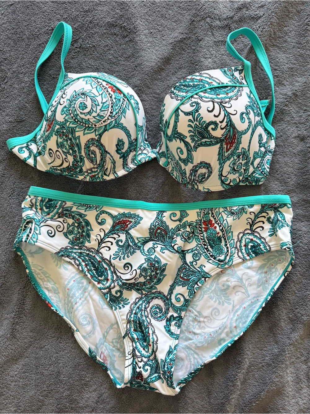 Women's Teal Paisley Two-Piece Swim Set
